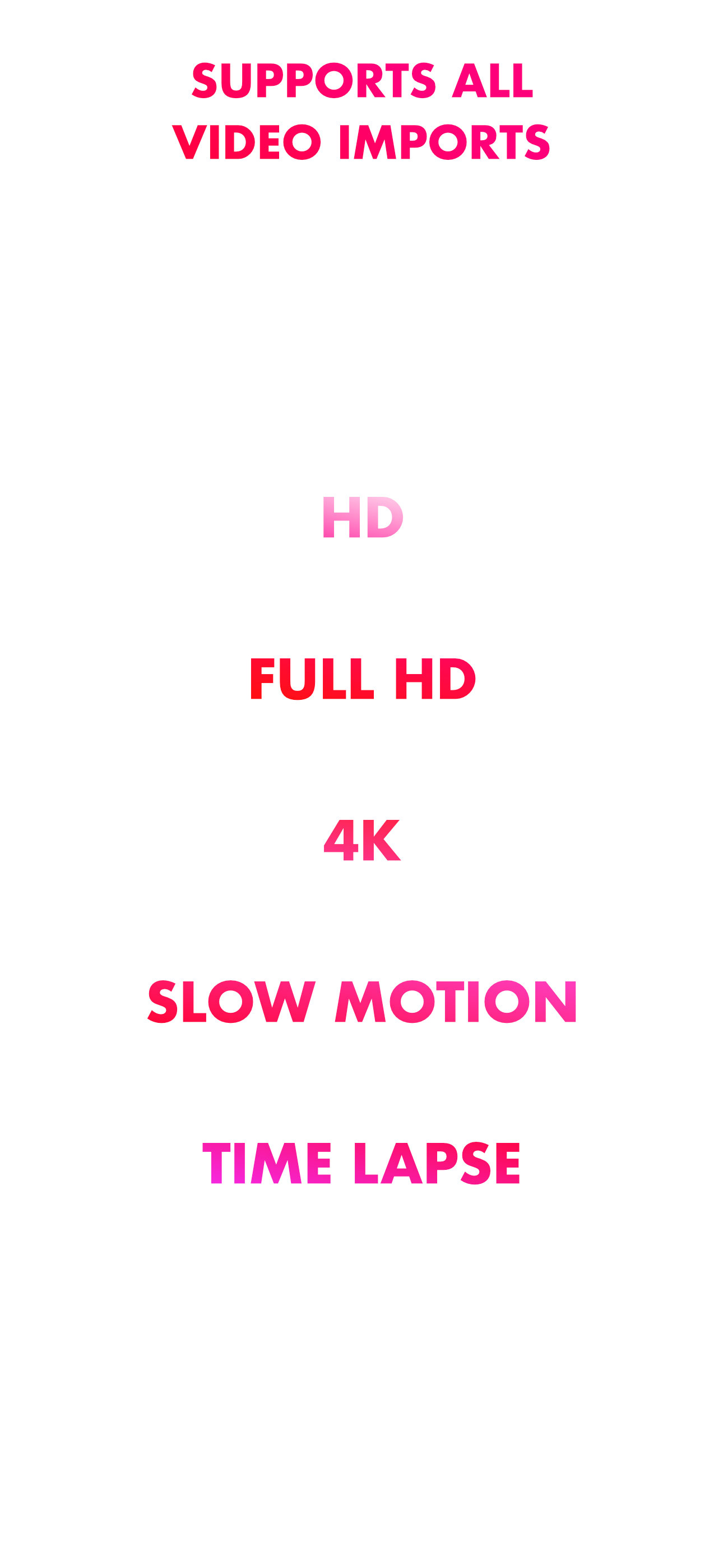 Stills supports HD, Full HD, 4K, slow-motion and time-lapse video imports